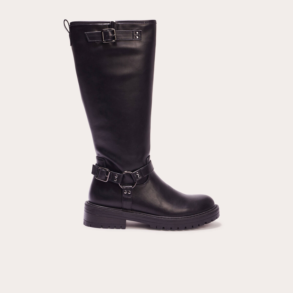 Bottes crantées avec boucles noir femme