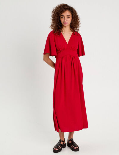 Robe longue évasée rouge femme