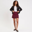 Jupe-short droite fentes violet fonc&eacute; femme