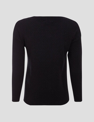 Pull col rond noir femme