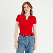 T-shirt manches courtes col polo rouge femme