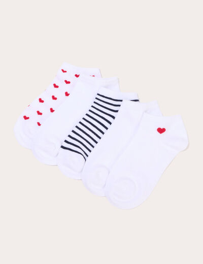Lot de 5 paires de soquettes ecru femme