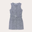 Robe cintrée ceinturée tweed bleu femme