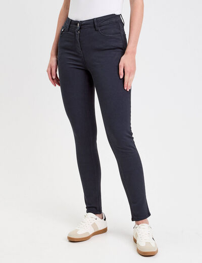Jeans slim 5 poches bleu marine femme