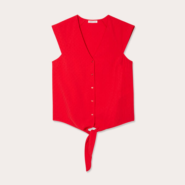 Blouse avec noeud rouge fluo femme