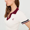 Pull manches courtes col polo ecru femme