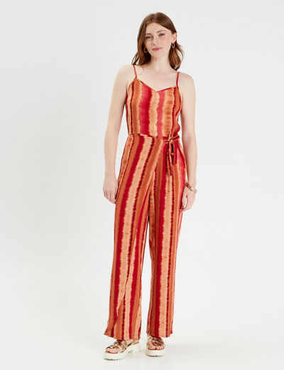 Combinaison pantalon avec pans rouge femme