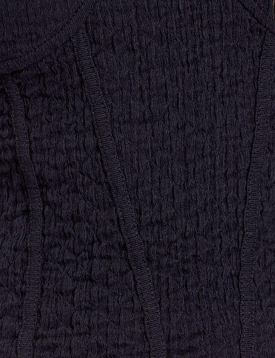 Débardeur bustier gauffré noir femme