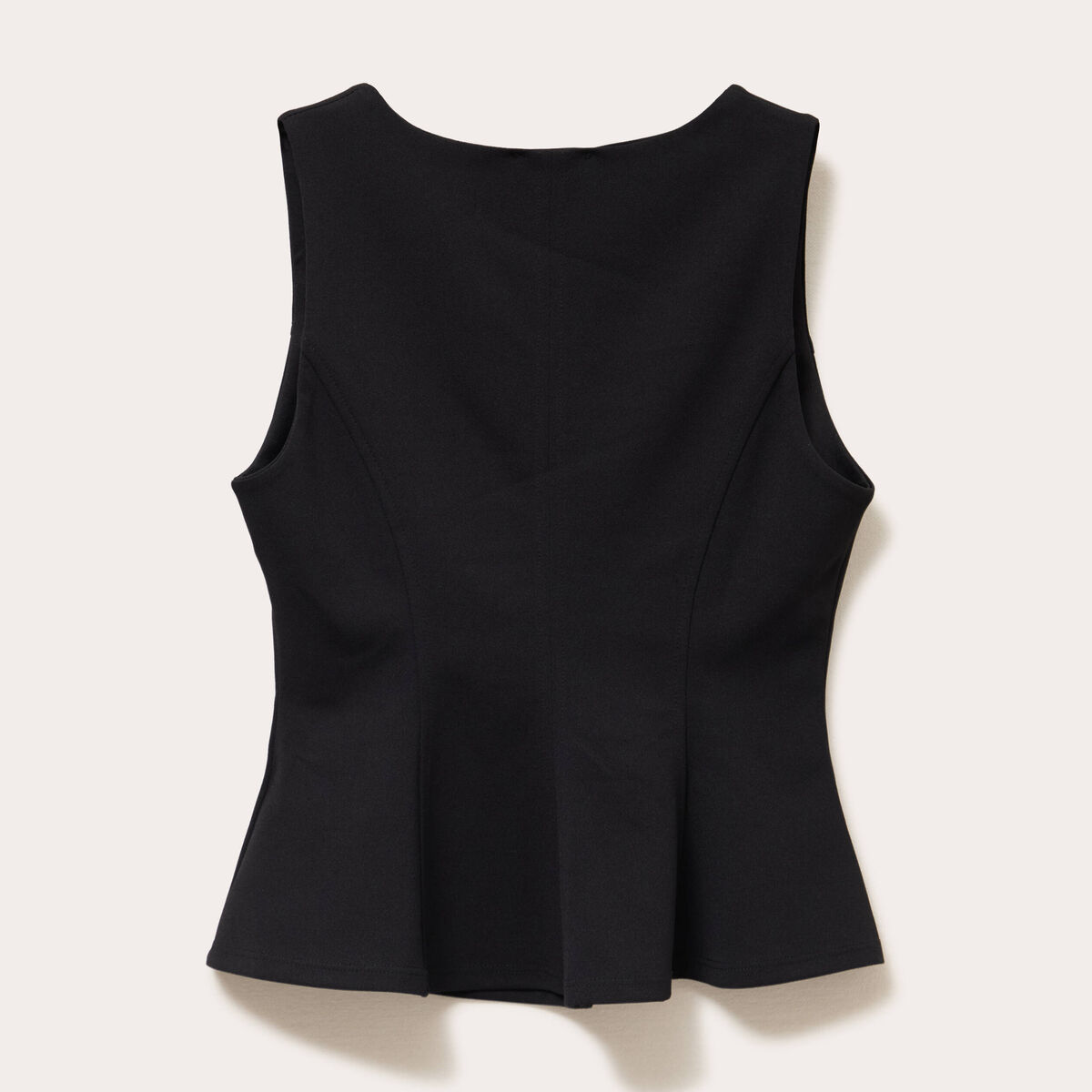 Top cintré col carré sans manches noir femme