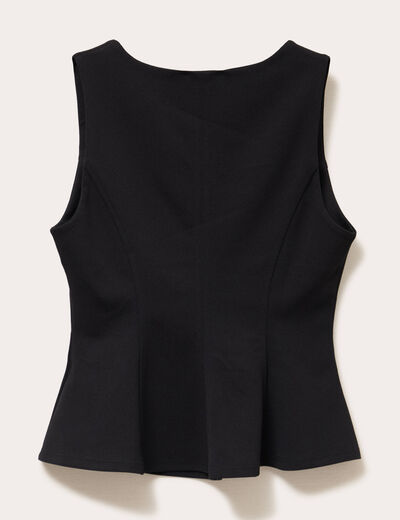 Top cintré col carré sans manches noir femme