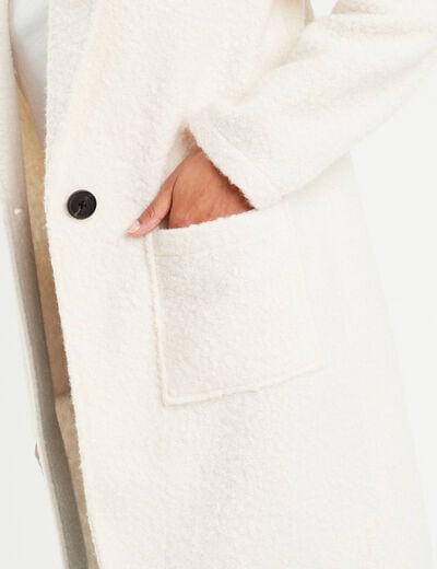 Manteau ample bouclette ecru femme