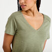 T-shirt manches courtes vert kaki femme