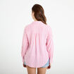 Chemise lin col V manches longues rose femme