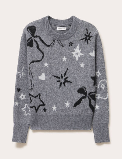 Pull manches longues gris fonc&eacute; femme