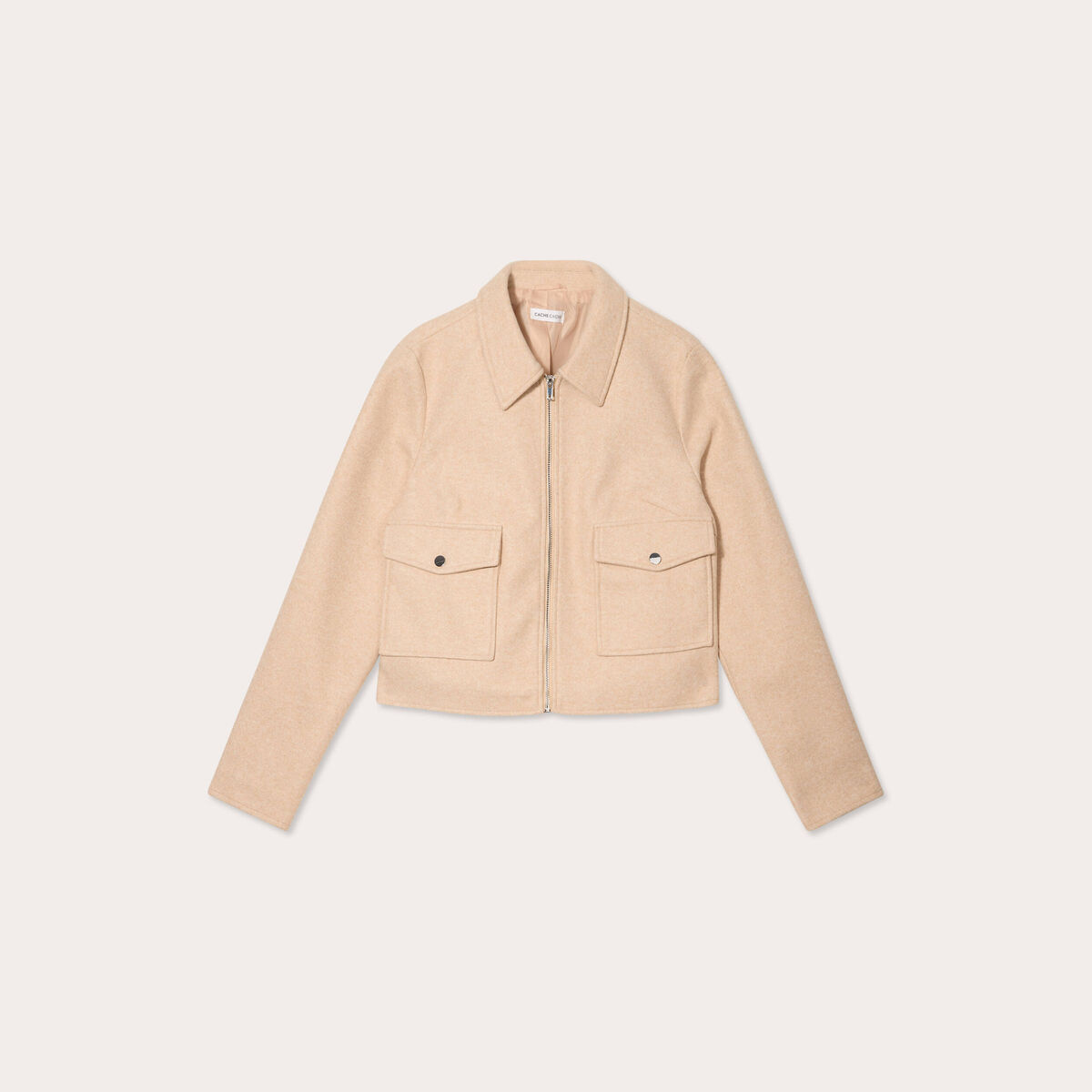 Veste zippée beige femme