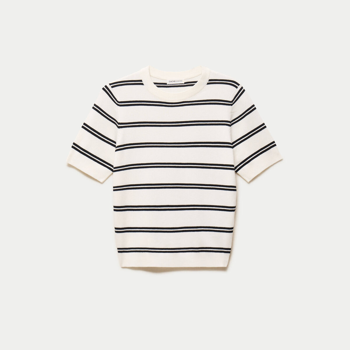 Pull ajust&eacute; court manches courtes blanc femme