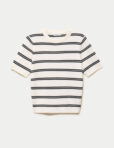 Pull ajust&eacute; court manches courtes blanc femme