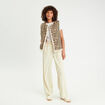 Pantalon large à pinces ecru femme