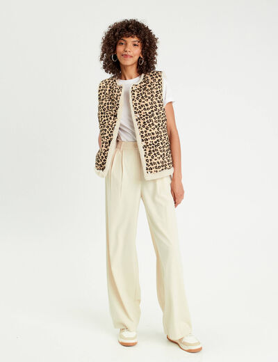 Pantalon large à pinces ecru femme