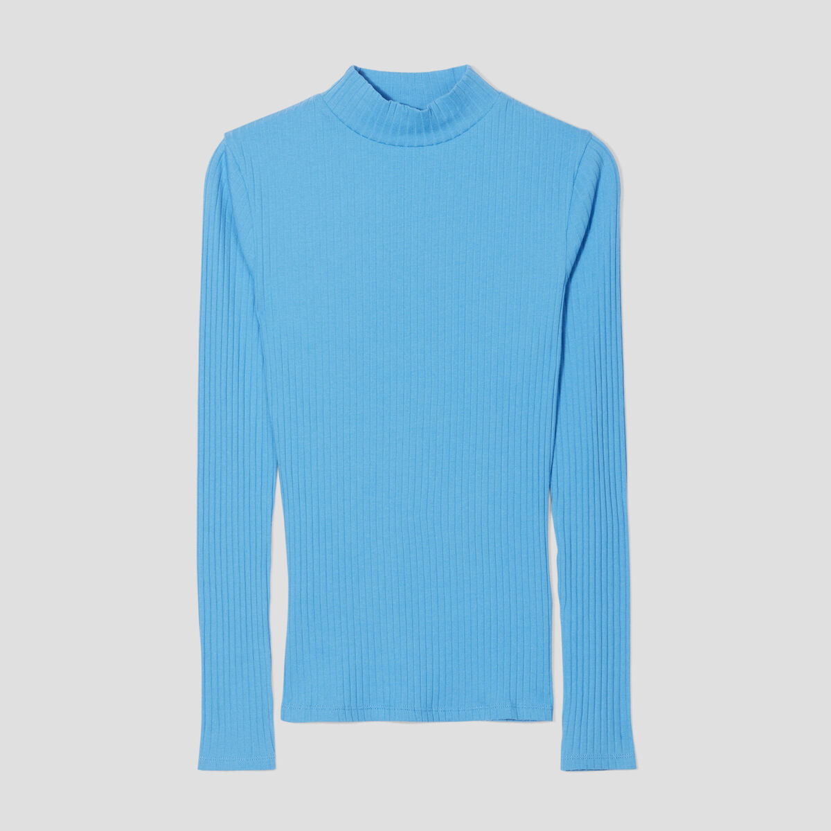 T-shirt c&ocirc;tel&eacute; col montant bleu femme