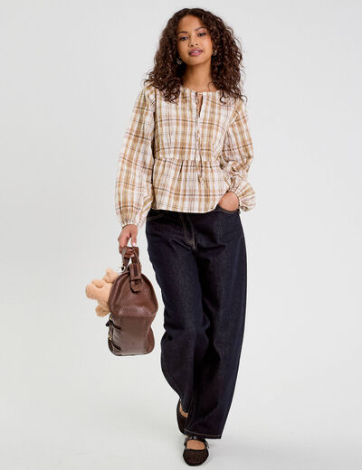 Blouse manches longues camel femme