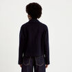 Caban droit col montant manches longues bleu marine femme