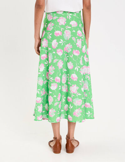 Jupe &eacute;vas&eacute;e longueur midi vert fluo femme