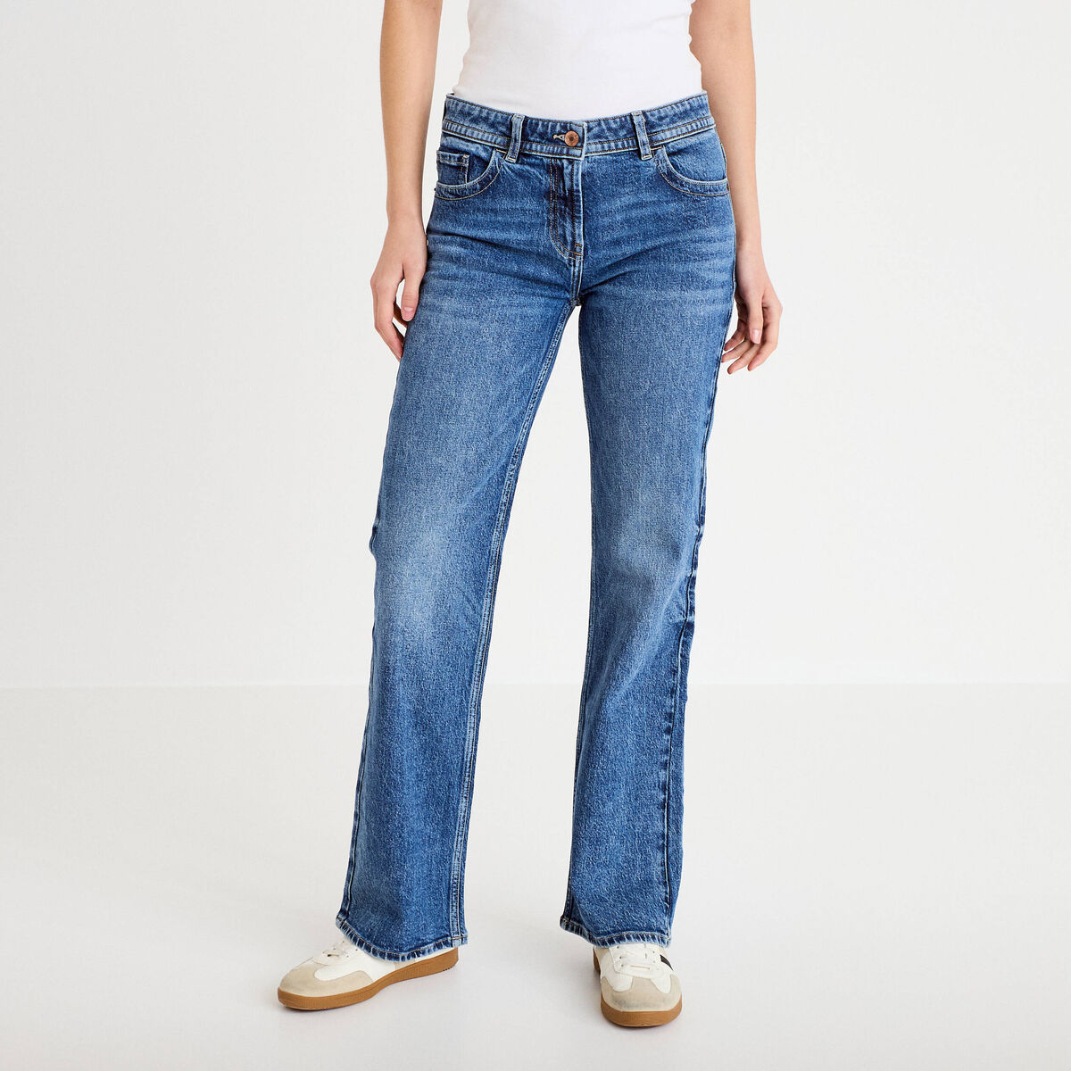 Jean bootcut taille basse denim double stone femme