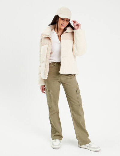Pantalon cargo large vert kaki femme