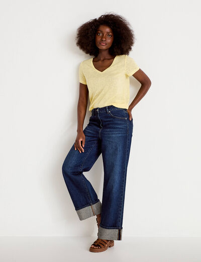 T-shirt noeuds dos jaune clair femme