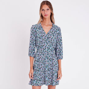 Robe évasée fluide noir femme