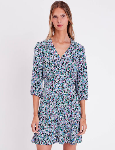Robe évasée fluide noir femme