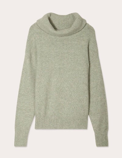 Pull avec col roulé vert pastel femme