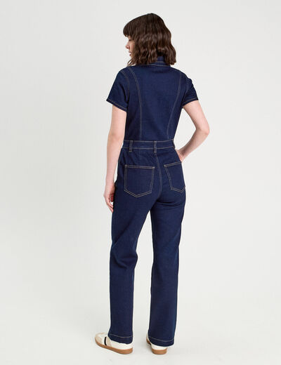 Combinaison pantalon en jean denim brut femme