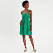 Robe évasée fluide plumetis vert femme