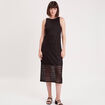 Robe longue droite ajourée noir femme