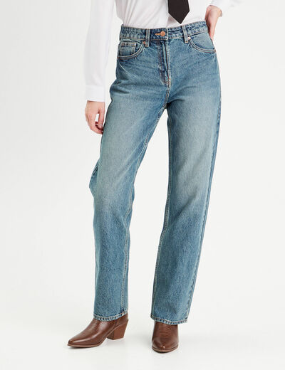 Jeans droit 5 poches denim dirty femme