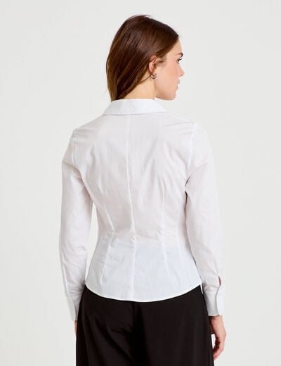 Chemise cintr&eacute;e manches longues ecru femme