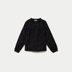 Blouse droite col rond manches longues noir femme