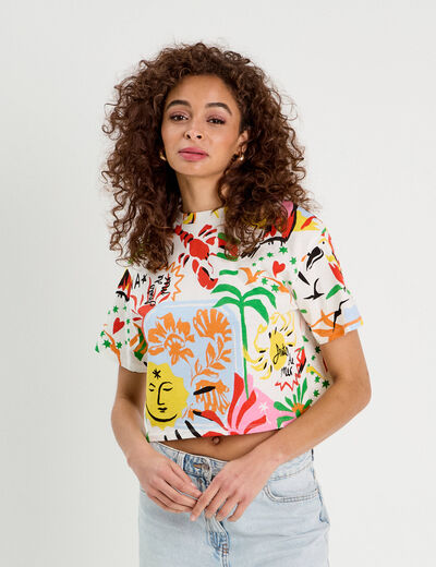 T-shirt cropped blanc femme