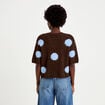 Pull col rond manches courtes marron fonc&eacute; femme