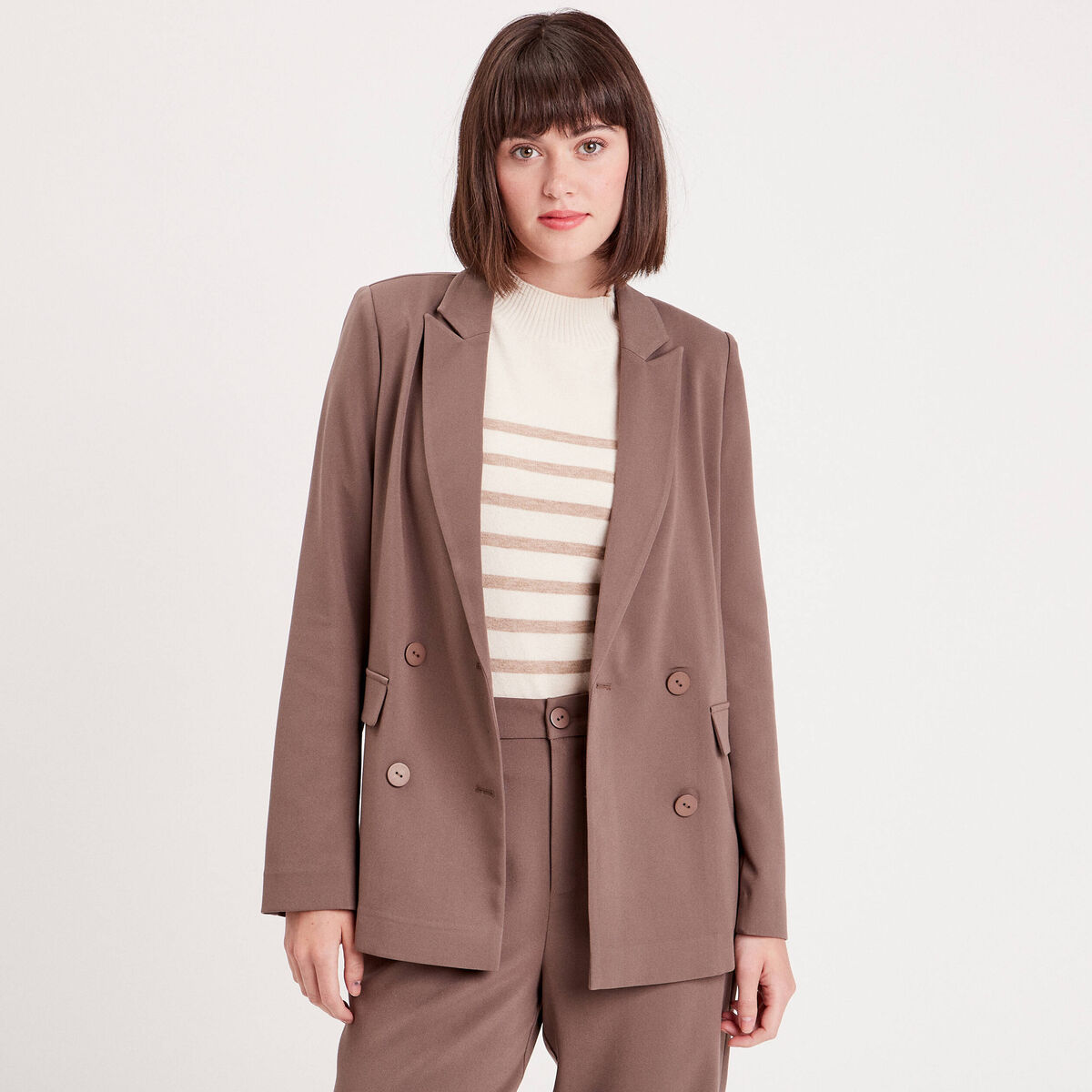 Veste esprit blazer droite taupe femme