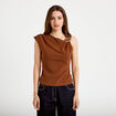 Top asym&eacute;trique d&eacute;tail bijou marron femme