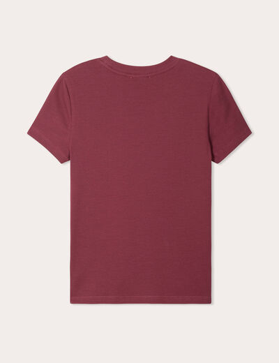 T-shirt manches courtes côtelé prune femme