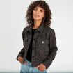 Veste boutonnée tweed noir femme