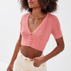 gilet court boutonne rose saumon femme