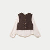 Pull chemise 2-en-1 marron fonc&eacute; femme