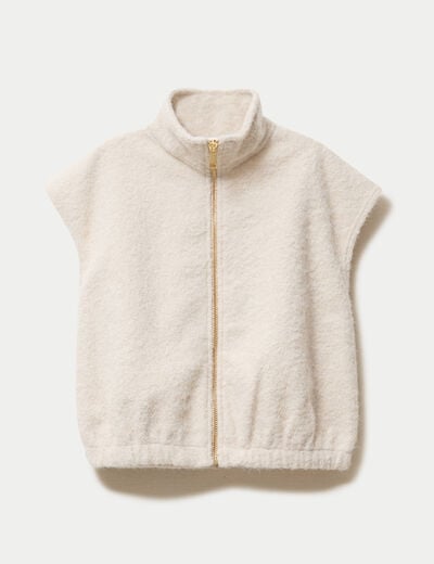 Gilet sans manches col montant beige femme
