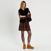 Robe évasée détails dentelle marron foncé femme
