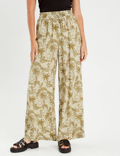 Pantalon large fluide blanc femme